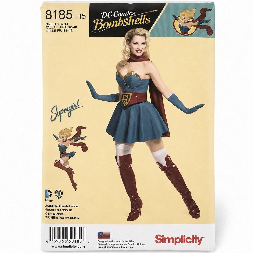DC Comics Bombshell Supergirl Costume Pattern 8185 Simplicity US Size 6-14 Uncut